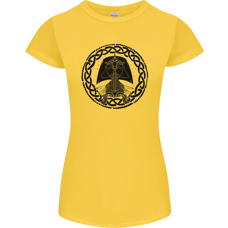 A Viking Ship Womens Petite Cut T-Shirt Yellow