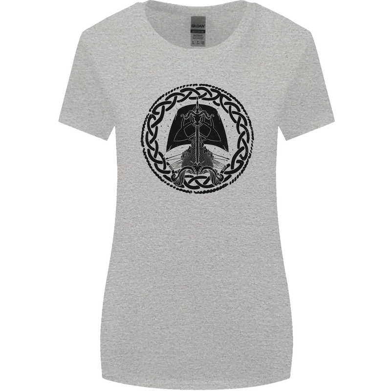 A Viking Ship Womens Wider Cut T-Shirt Sports Grey