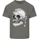 A Viking Skull Mens Cotton T-Shirt Tee Top Charcoal