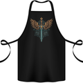 A Viking Sword With Wings Excalibur Tribal Cotton Apron 100% Organic Black