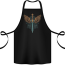 A Viking Sword With Wings Excalibur Tribal Cotton Apron 100% Organic Black
