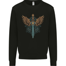A Viking Sword With Wings Excalibur Tribal Kids Sweatshirt Jumper Black