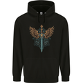A Viking Sword With Wings Excalibur Tribal Mens 80% Cotton Hoodie Black