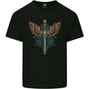A Viking Sword With Wings Excalibur Tribal Mens Cotton T-Shirt Tee Top Black