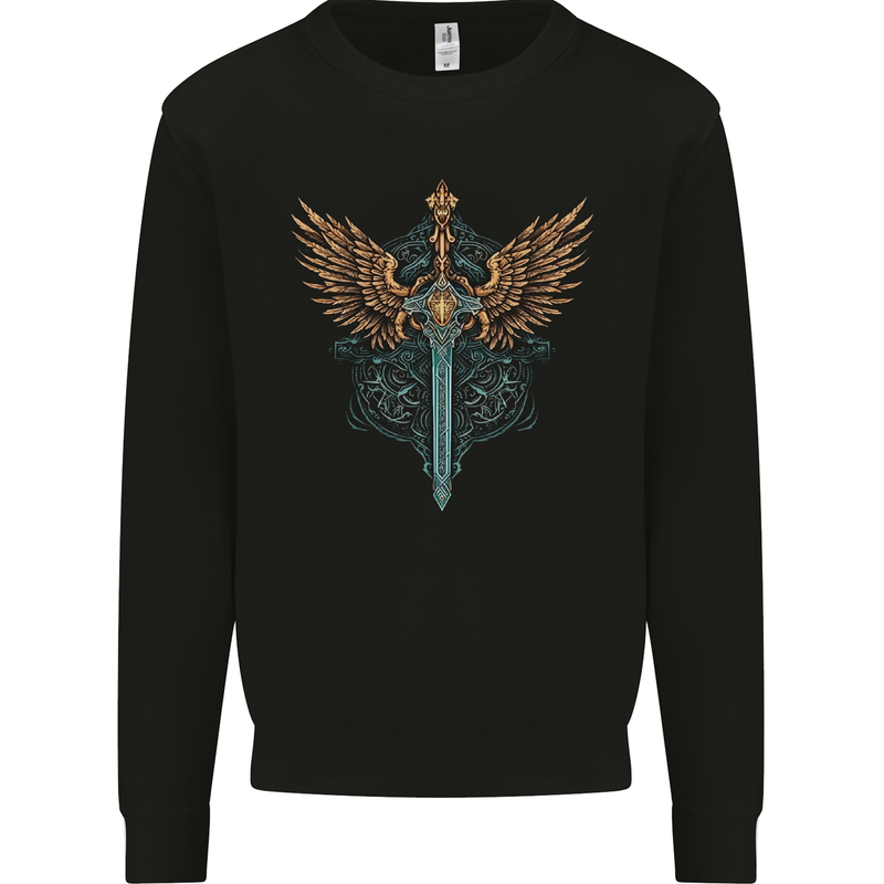 A Viking Sword With Wings Excalibur Tribal Mens Sweatshirt Jumper Black