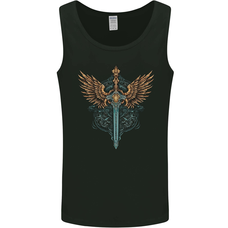A Viking Sword With Wings Excalibur Tribal Mens Vest Tank Top Black