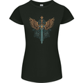 A Viking Sword With Wings Excalibur Tribal Womens Petite Cut T-Shirt Black