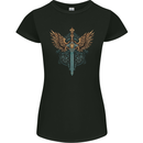 A Viking Sword With Wings Excalibur Tribal Womens Petite Cut T-Shirt Black