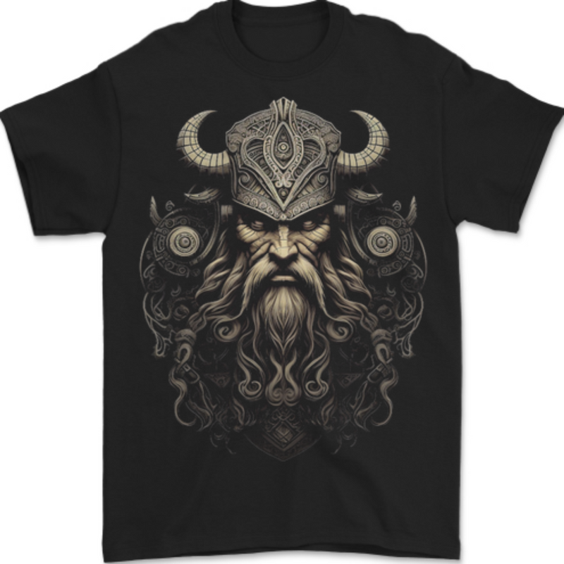 A Viking Warrior Chief Mens T-Shirt 100% Cotton BLACK