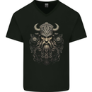 A Viking Warrior Chief Mens V-Neck Cotton T-Shirt Black