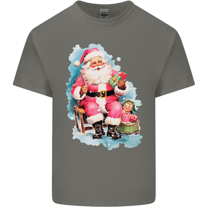 A Vintage Santa Claus Christmas Xmas Mens Cotton T-Shirt Tee Top Charcoal