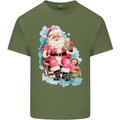 A Vintage Santa Claus Christmas Xmas Mens Cotton T-Shirt Tee Top Military Green