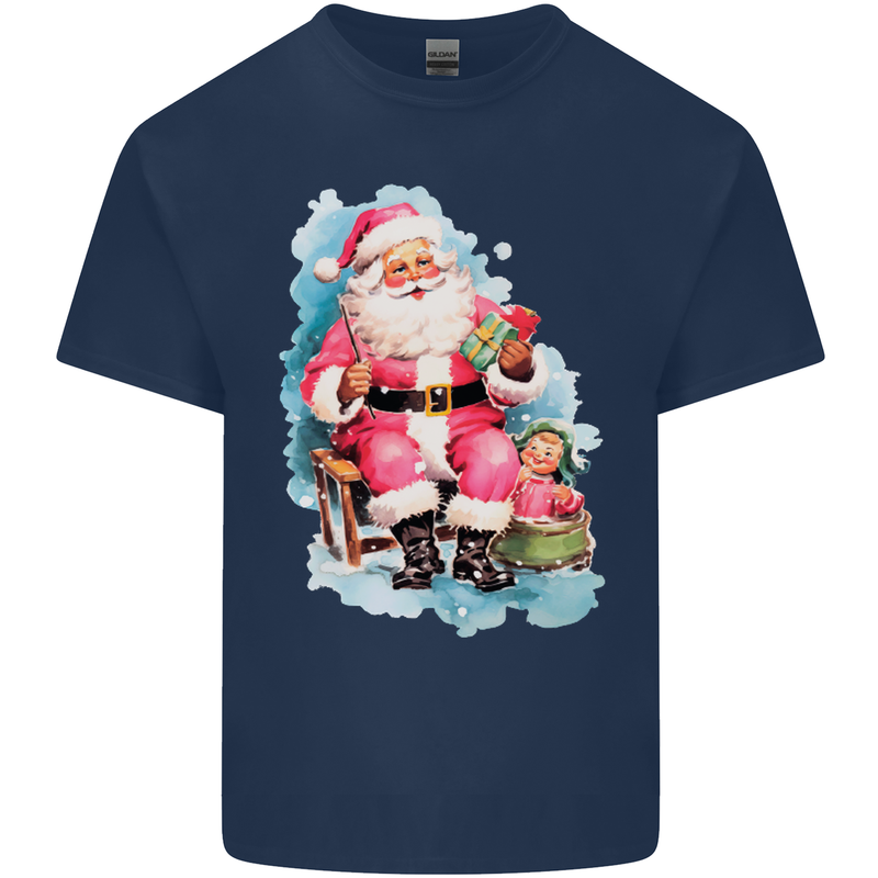 A Vintage Santa Claus Christmas Xmas Mens Cotton T-Shirt Tee Top Navy Blue