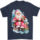 A Vintage Santa Claus Christmas Xmas Mens T-Shirt 100% Cotton Navy Blue