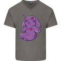 A Voodoo Doll Rabbit Mens V-Neck Cotton T-Shirt Charcoal