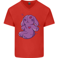 A Voodoo Doll Rabbit Mens V-Neck Cotton T-Shirt Red