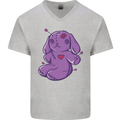 A Voodoo Doll Rabbit Mens V-Neck Cotton T-Shirt Sports Grey