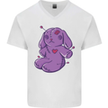 A Voodoo Doll Rabbit Mens V-Neck Cotton T-Shirt White