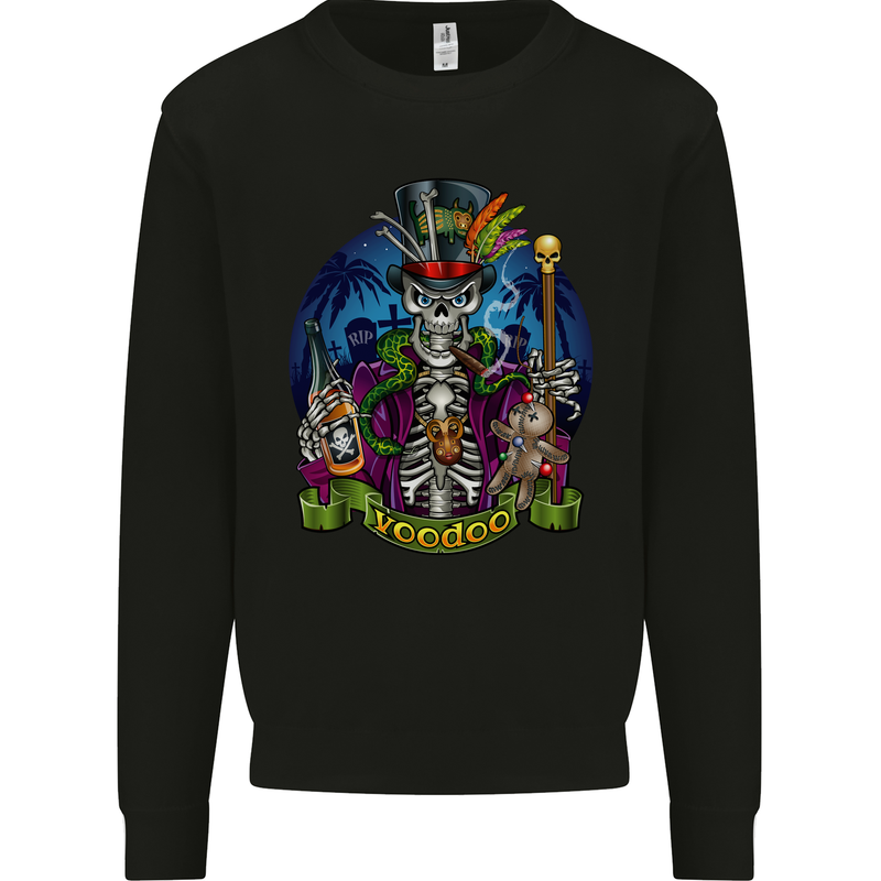 A Voodoo Skeleton Alcohol Doll Graveyard Mens Sweatshirt Jumper Black