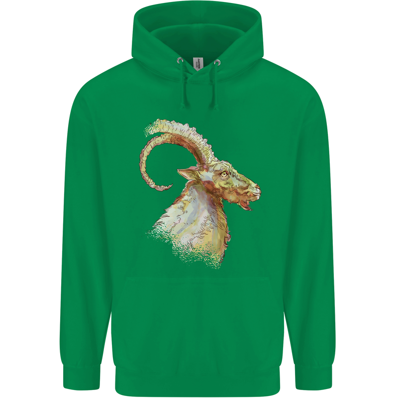 A Watercolour Goat Farming Childrens Kids Hoodie Irish Green
