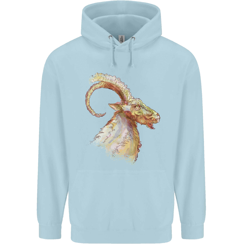 A Watercolour Goat Farming Childrens Kids Hoodie Light Blue