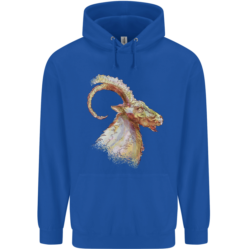 A Watercolour Goat Farming Childrens Kids Hoodie Royal Blue
