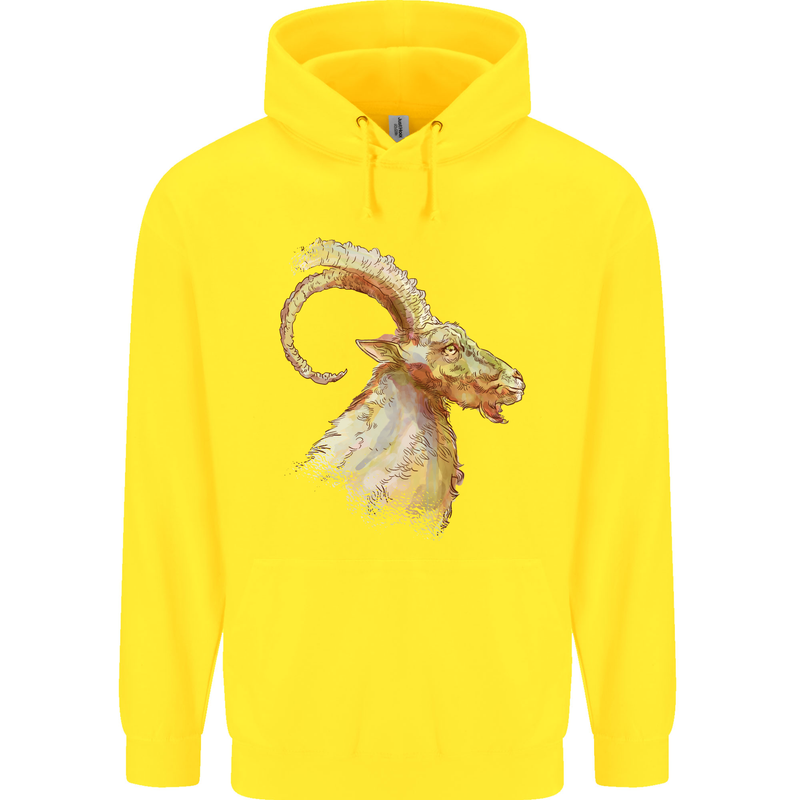 A Watercolour Goat Farming Childrens Kids Hoodie Yellow