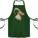 A Watercolour Goat Farming Cotton Apron 100% Organic Forest Green