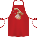 A Watercolour Goat Farming Cotton Apron 100% Organic Red