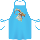 A Watercolour Goat Farming Cotton Apron 100% Organic Turquoise