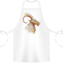 A Watercolour Goat Farming Cotton Apron 100% Organic White