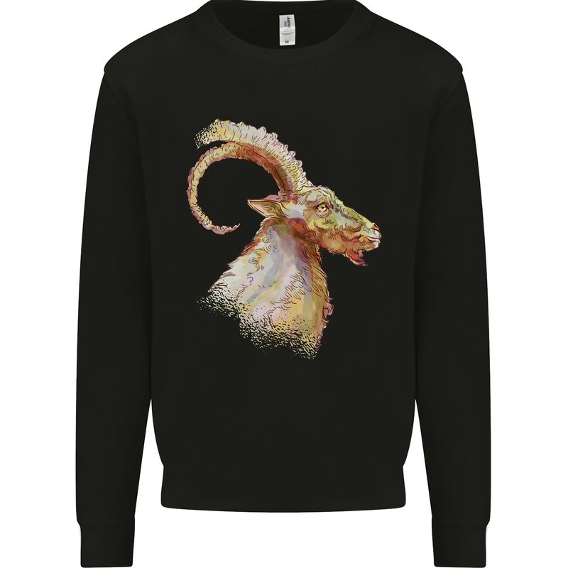 A Watercolour Goat Farming Kids Sweatshirt Jumper Black