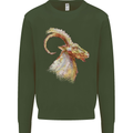 A Watercolour Goat Farming Kids Sweatshirt Jumper Forest Green