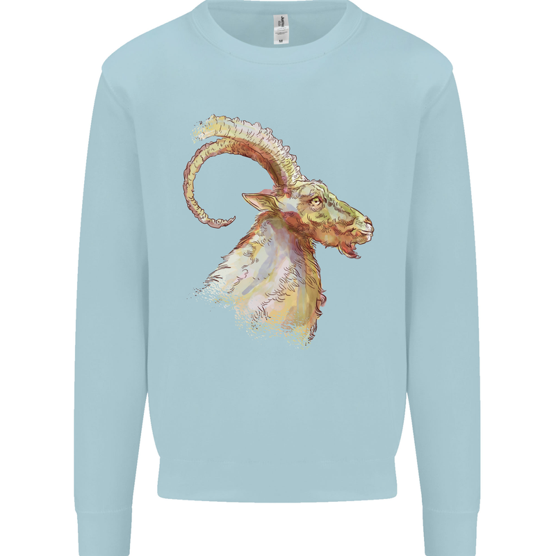 A Watercolour Goat Farming Kids Sweatshirt Jumper Light Blue