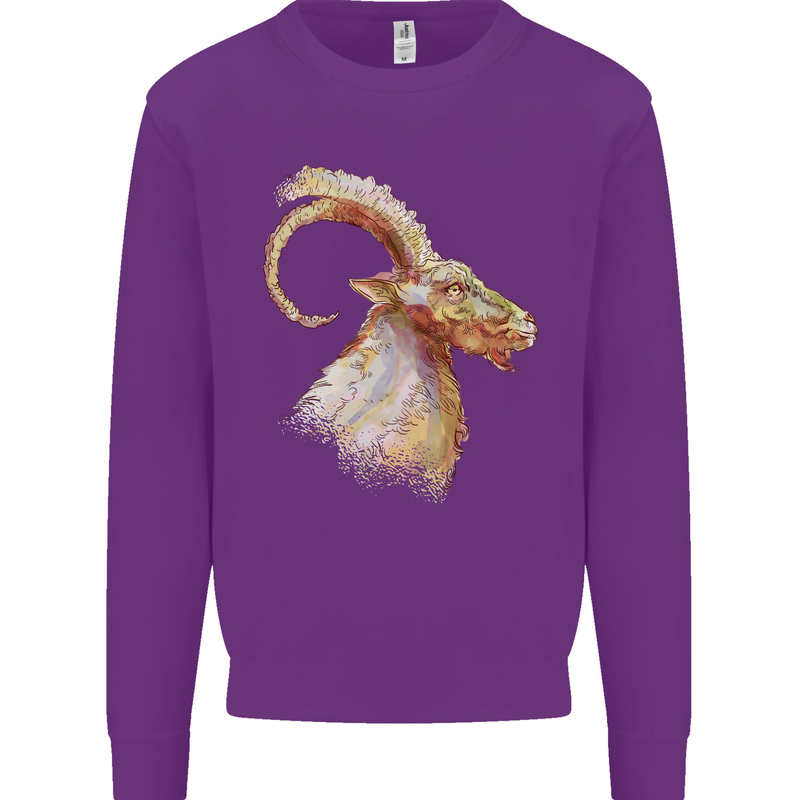 A Watercolour Goat Farming Kids Sweatshirt Jumper Purple