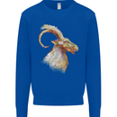 A Watercolour Goat Farming Kids Sweatshirt Jumper Royal Blue