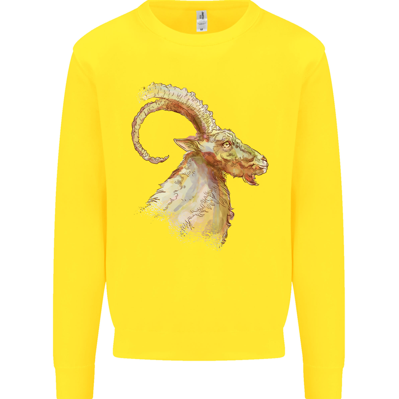 A Watercolour Goat Farming Kids Sweatshirt Jumper Yellow