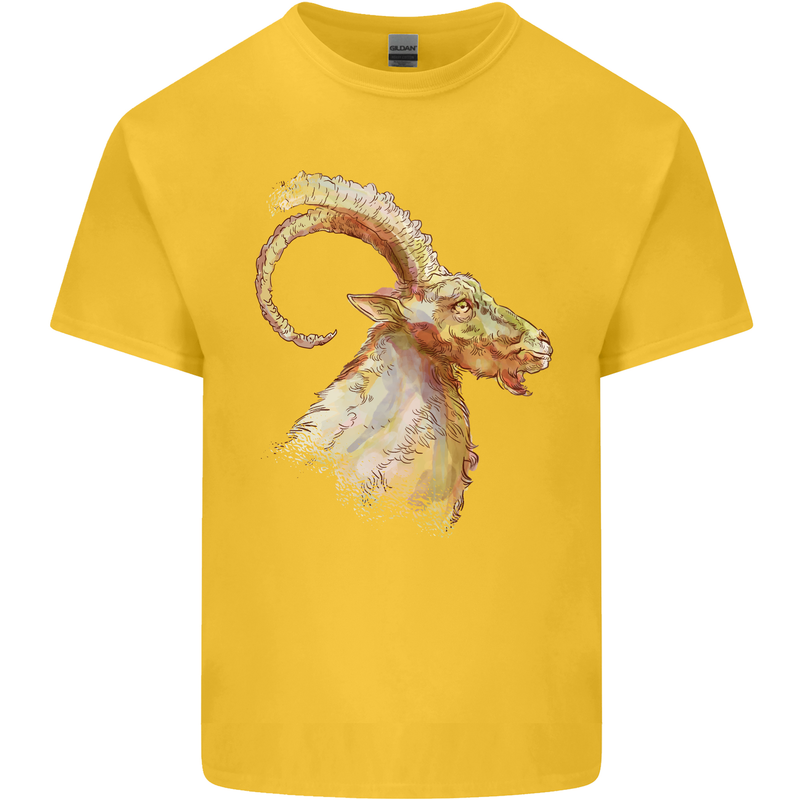 A Watercolour Goat Farming Kids T-Shirt Childrens Yellow