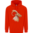A Watercolour Goat Farming Mens 80% Cotton Hoodie Bright Red
