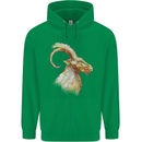 A Watercolour Goat Farming Mens 80% Cotton Hoodie Irish Green