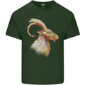 A Watercolour Goat Farming Mens Cotton T-Shirt Tee Top Forest Green