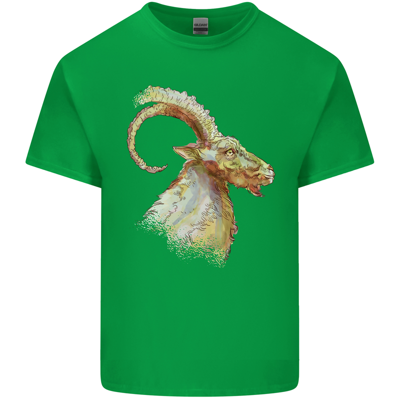 A Watercolour Goat Farming Mens Cotton T-Shirt Tee Top Irish Green