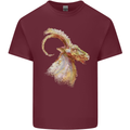 A Watercolour Goat Farming Mens Cotton T-Shirt Tee Top Maroon