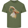 A Watercolour Goat Farming Mens Cotton T-Shirt Tee Top Military Green