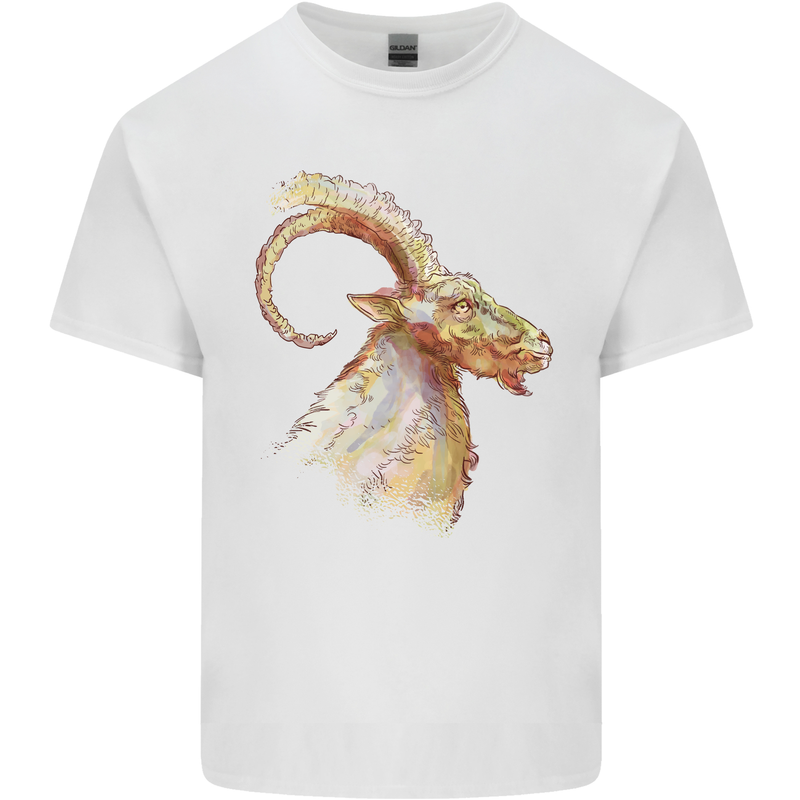 A Watercolour Goat Farming Mens Cotton T-Shirt Tee Top White