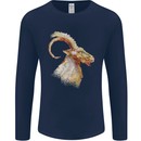 A Watercolour Goat Farming Mens Long Sleeve T-Shirt Navy Blue