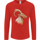 A Watercolour Goat Farming Mens Long Sleeve T-Shirt Red