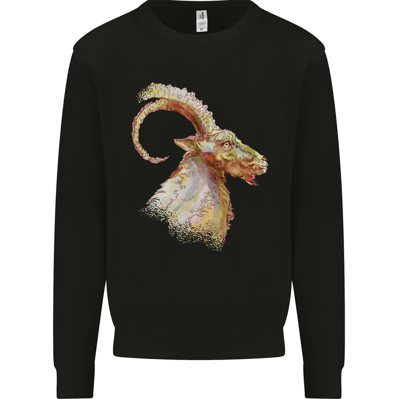 A Watercolour Goat Farming Mens Sweatshirt Jumper Black