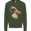 A Watercolour Goat Farming Mens Sweatshirt Jumper Forest Green