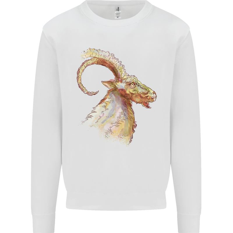 A Watercolour Goat Farming Mens Sweatshirt Jumper White